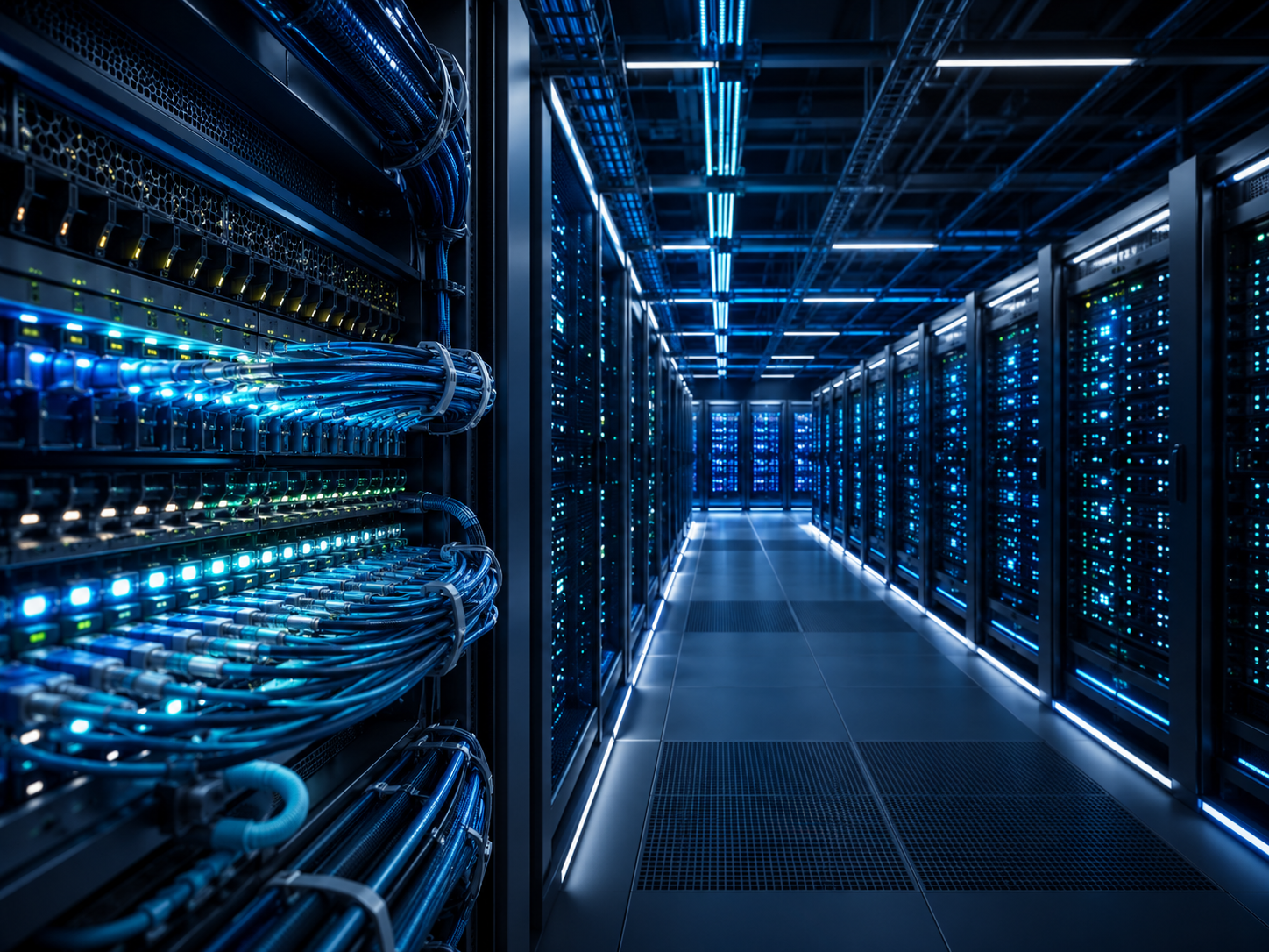Data center and AI network connectivity infrastructure visual
